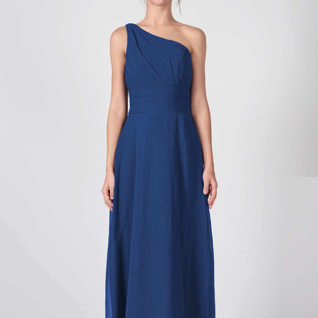 Kleider mit One-Shoulder-Träger, Plissee und geteilter Taille