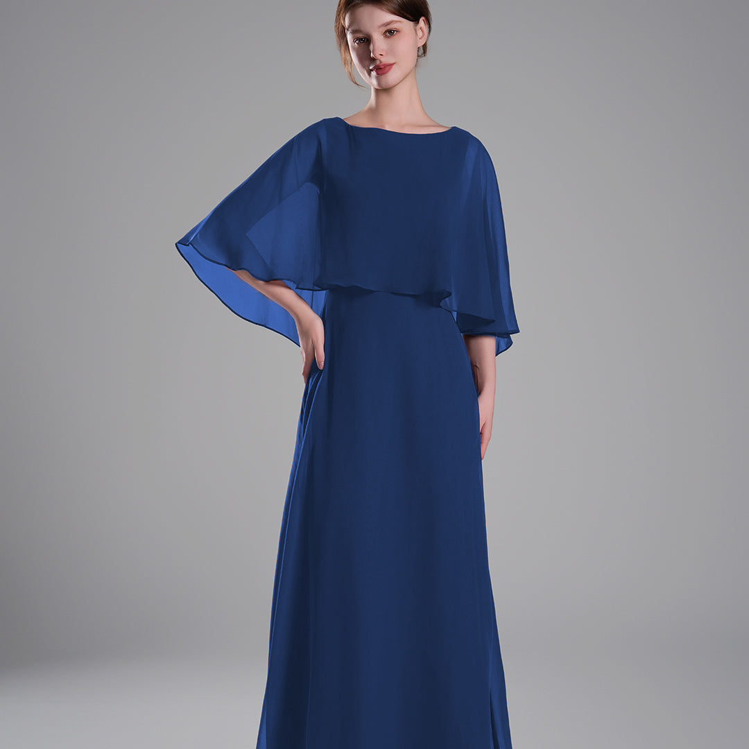 Draped Flutter Sleeves A Line Graceful Dresses