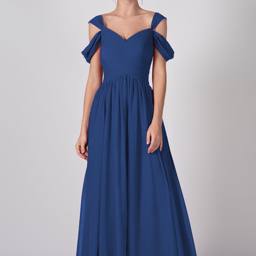 Drop Shoulder Pleated Chiffon Lace-up Dresses