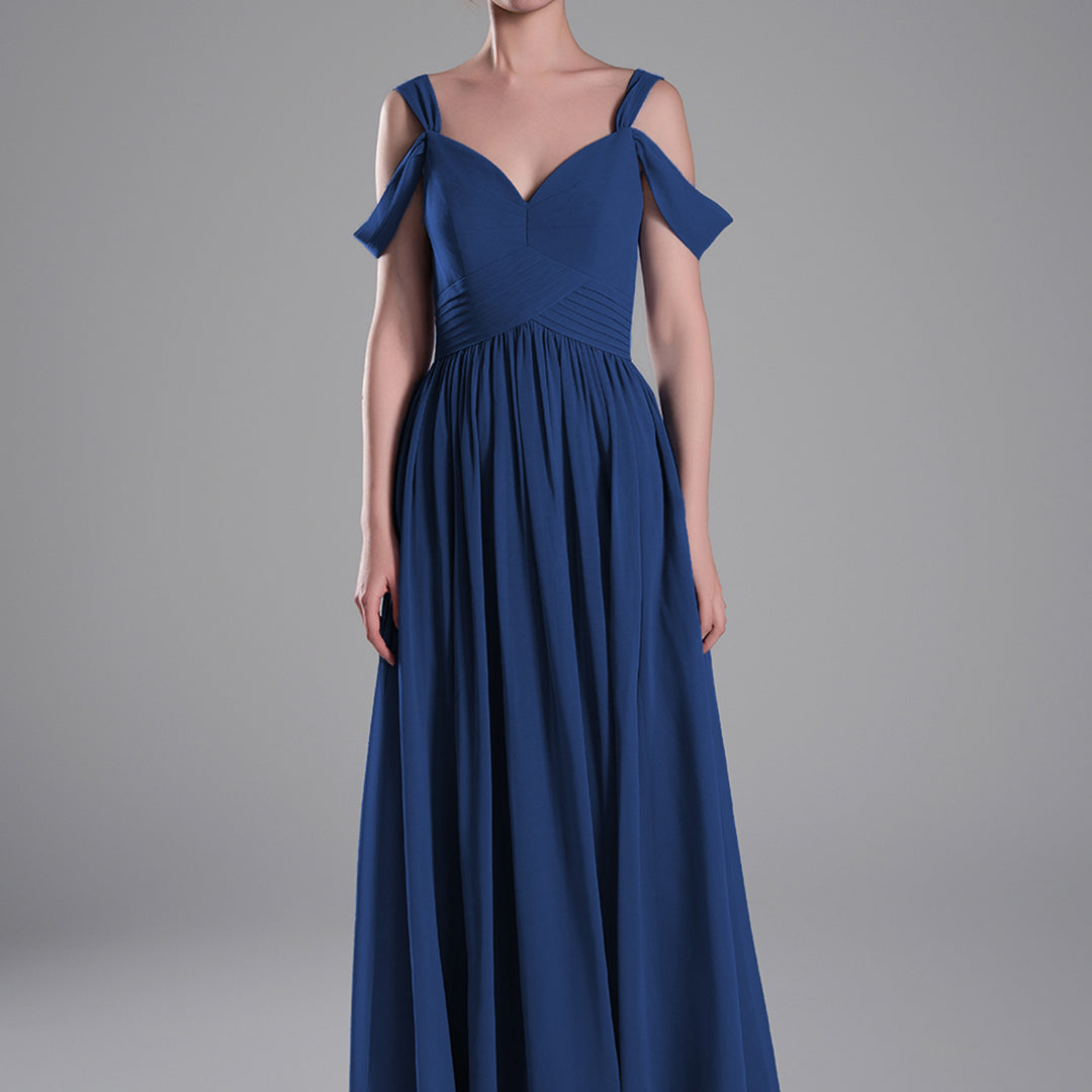 Off-Shoulder V-Neckline A-Line Flared Hem Dresses