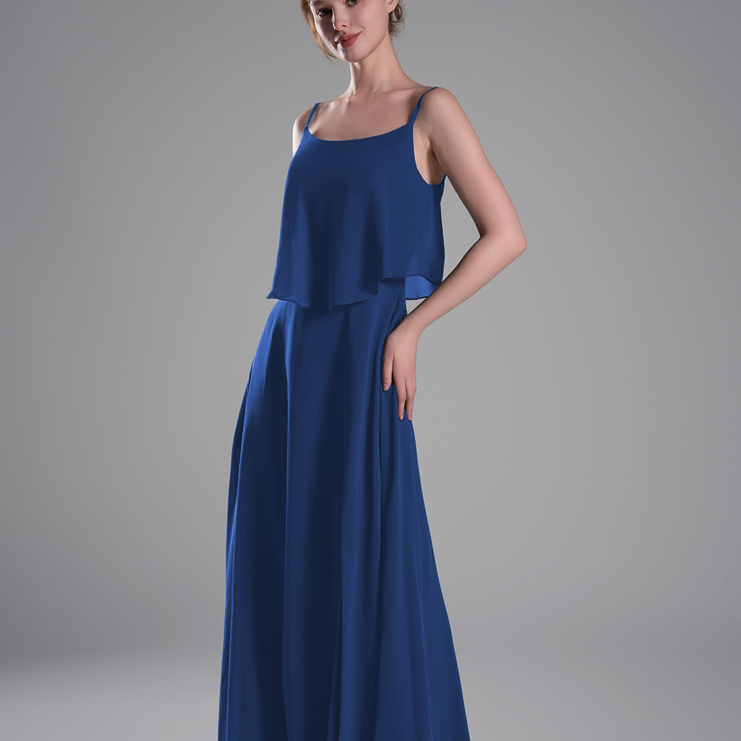 Spaghetti Straps FlowIing Hem Side Slits Dresses