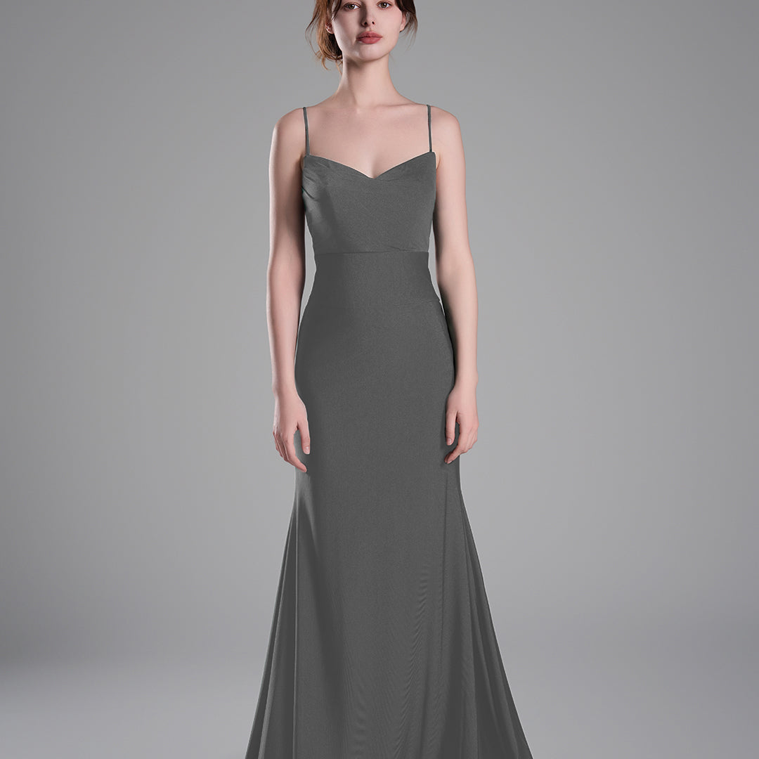 Spaghetti Straps Ruched Bodice Lace-Up Dresses