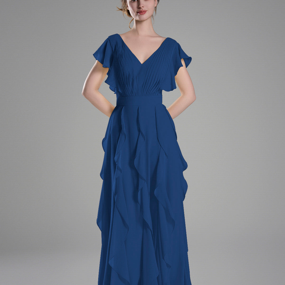 Flutter Sleeves Ruffle Detailing A-line Dresses