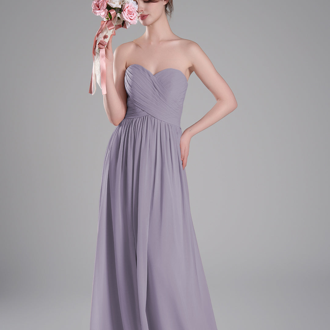 Sweetheart Neck Pleated Flowing A-Line Silhouette Dresses