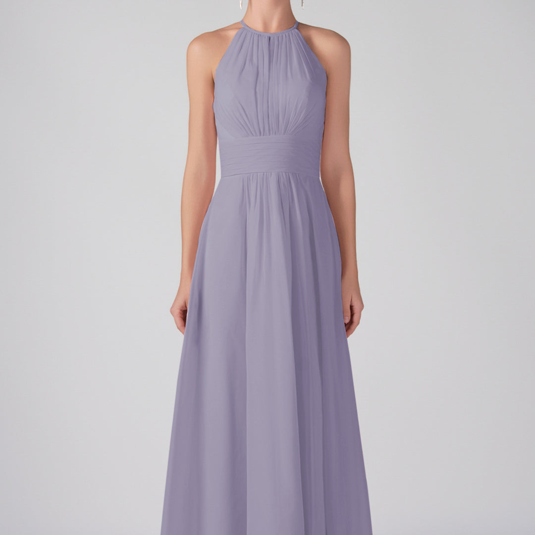 A-Line Halter Strapless Ruffles Chic Maxi Dress