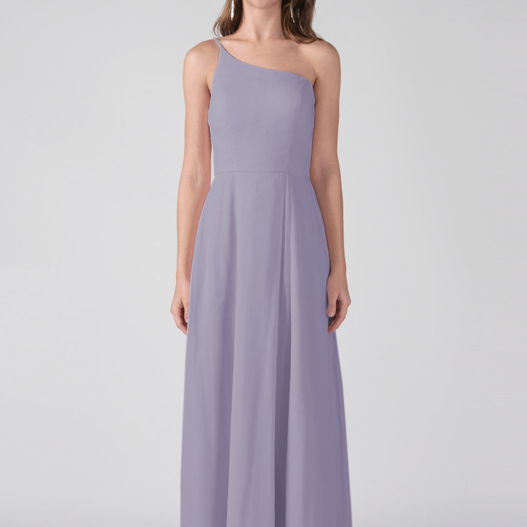 One Shoulder A-Line Side Split Floor-Length Dress
