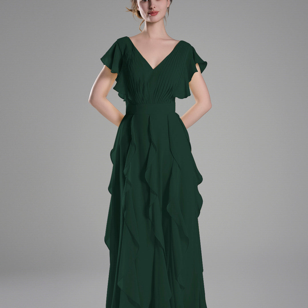 Flutter Sleeves Ruffle Detailing A-line Dresses
