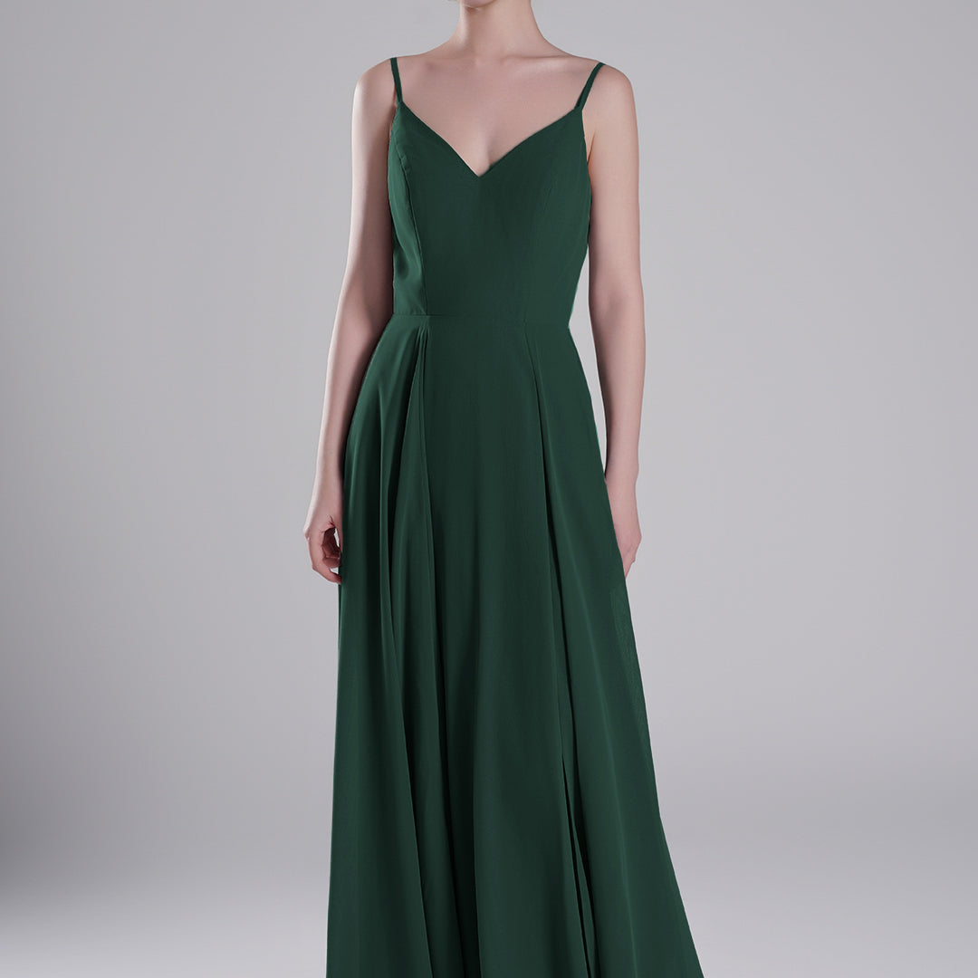 V-Neck Low-Cut Back High Slit Sweeping Train Dresses