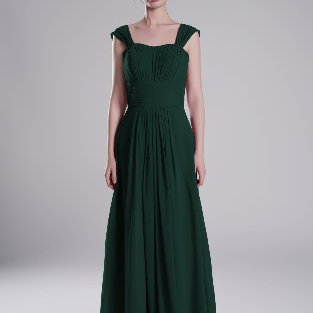 Sculpted Shoulders Pleated High Waist Dresses