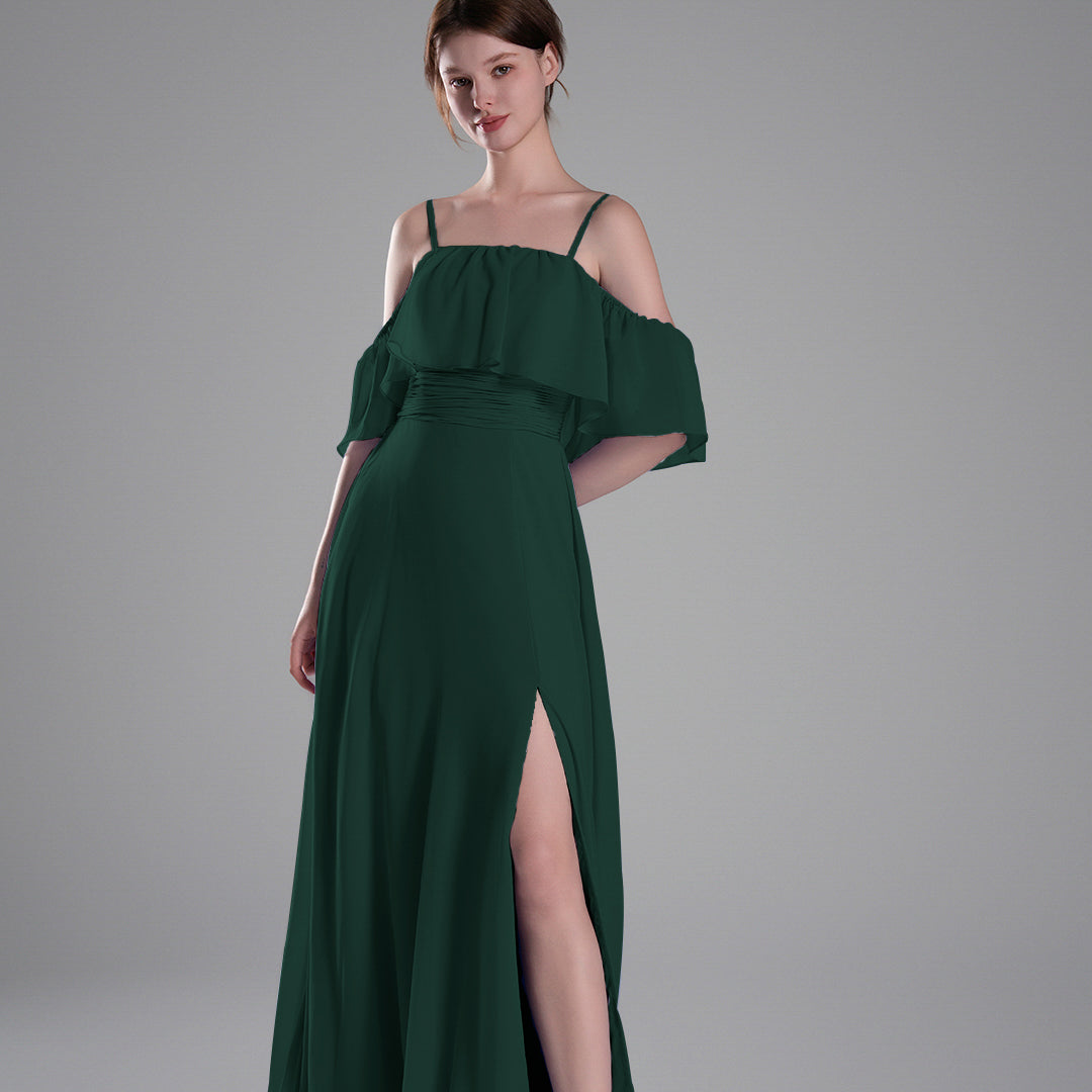 Adjustable Straps Off-Shoulder Ruffle Dresses