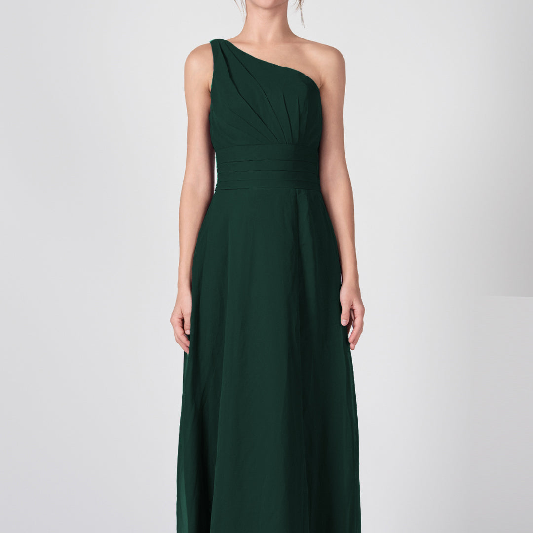 Kleider mit One-Shoulder-Träger, Plissee und geteilter Taille