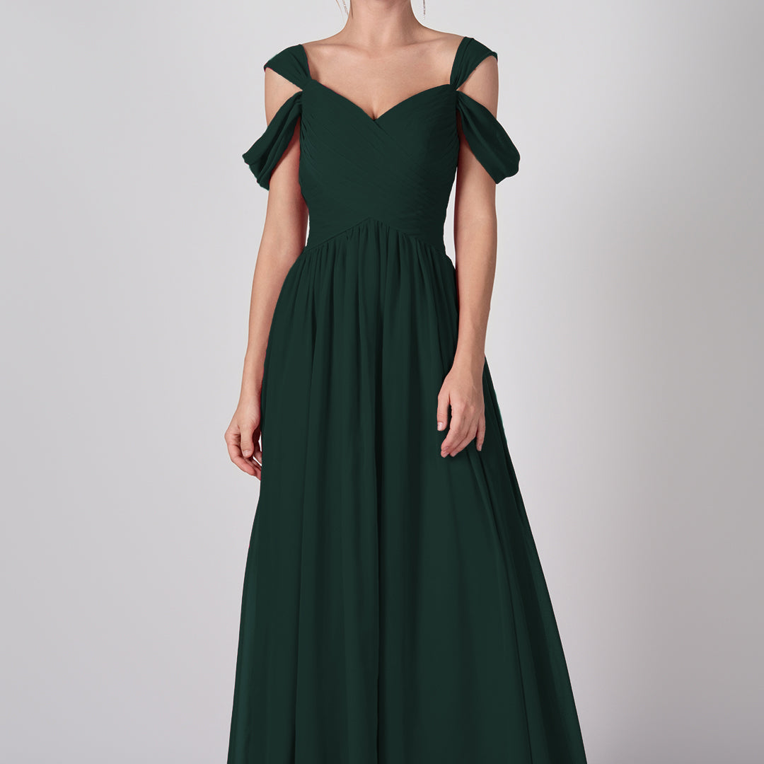 Drop Shoulder Pleated Chiffon Lace-up Dresses