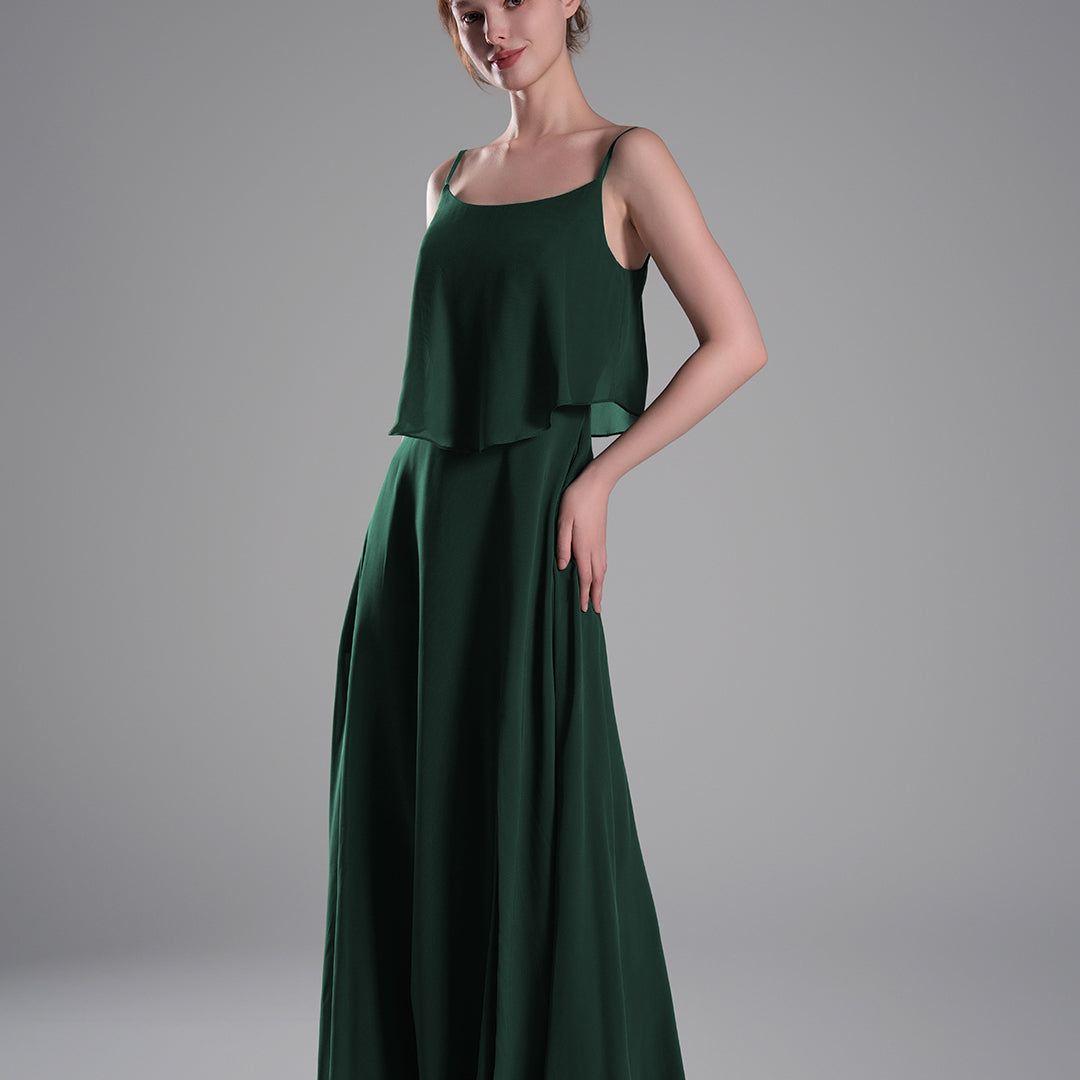 Spaghetti Straps FlowIing Hem Side Slits Dresses