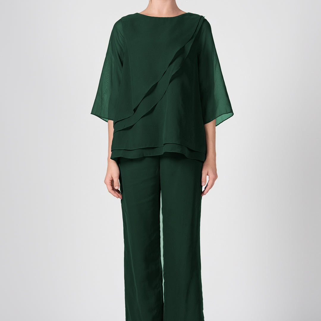 2-Piece Mother of the Bride Sheer Sleeve Pant Suits