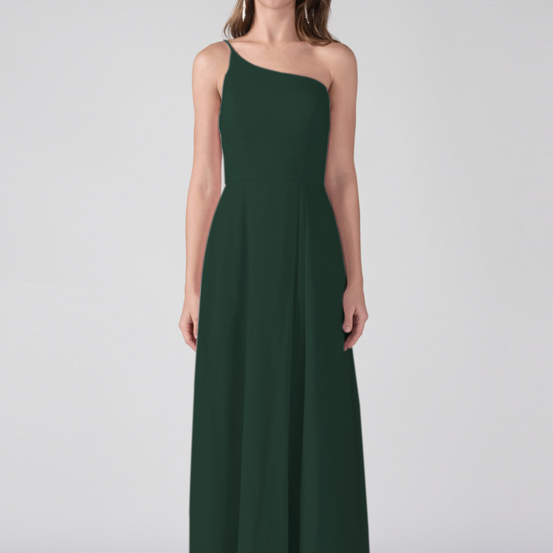 One Shoulder A-Line Side Split Floor-Length Dress