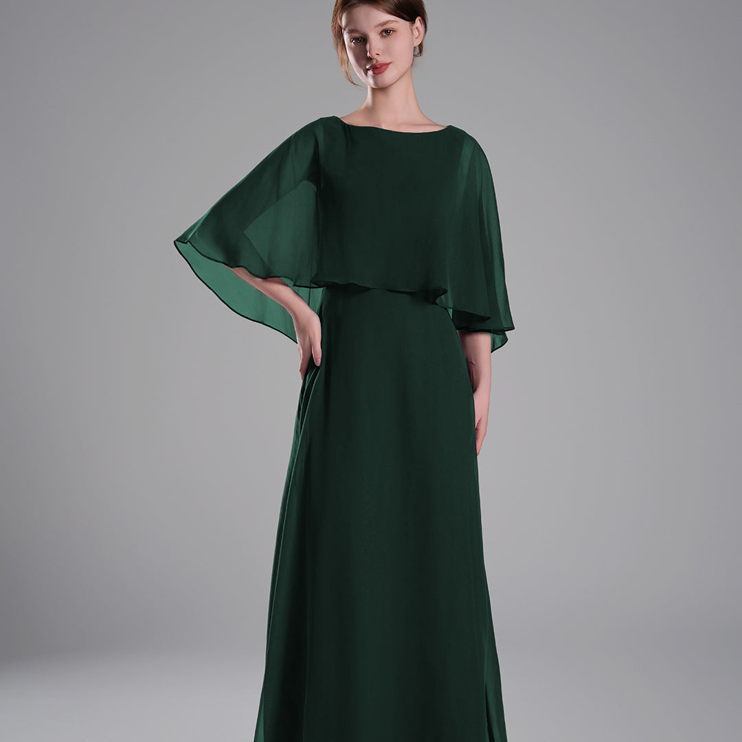 Draped Flutter Sleeves A Line Graceful Dresses