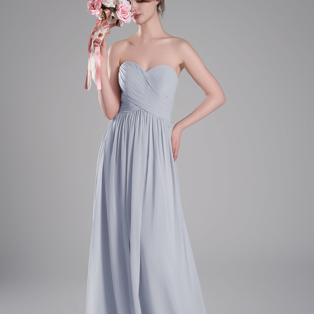 Sweetheart Neck Pleated Flowing A-Line Silhouette Dresses