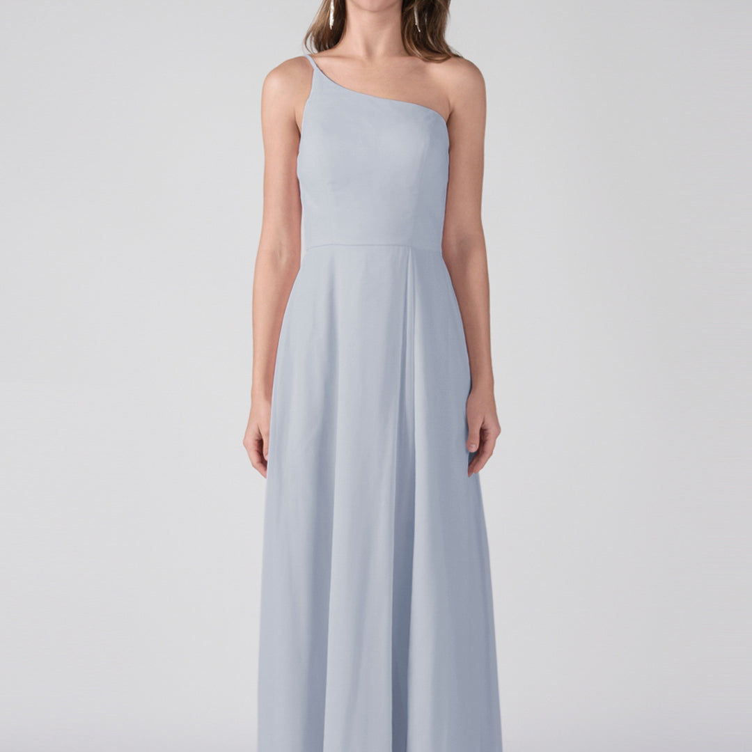 Robe trapèze asymétrique fendue sur le côté, longueur au sol