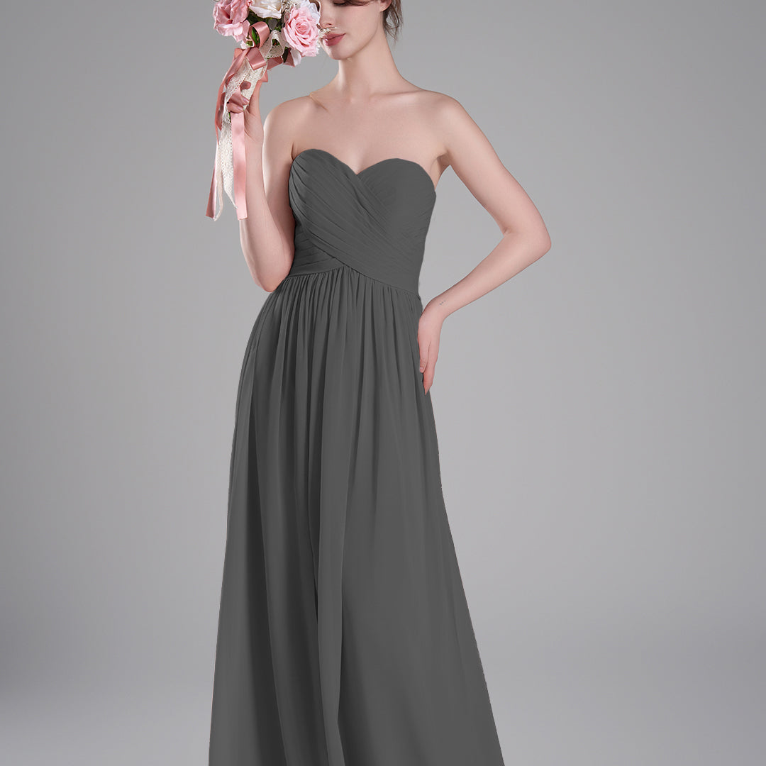 Sweetheart Neck Pleated Flowing A-Line Silhouette Dresses
