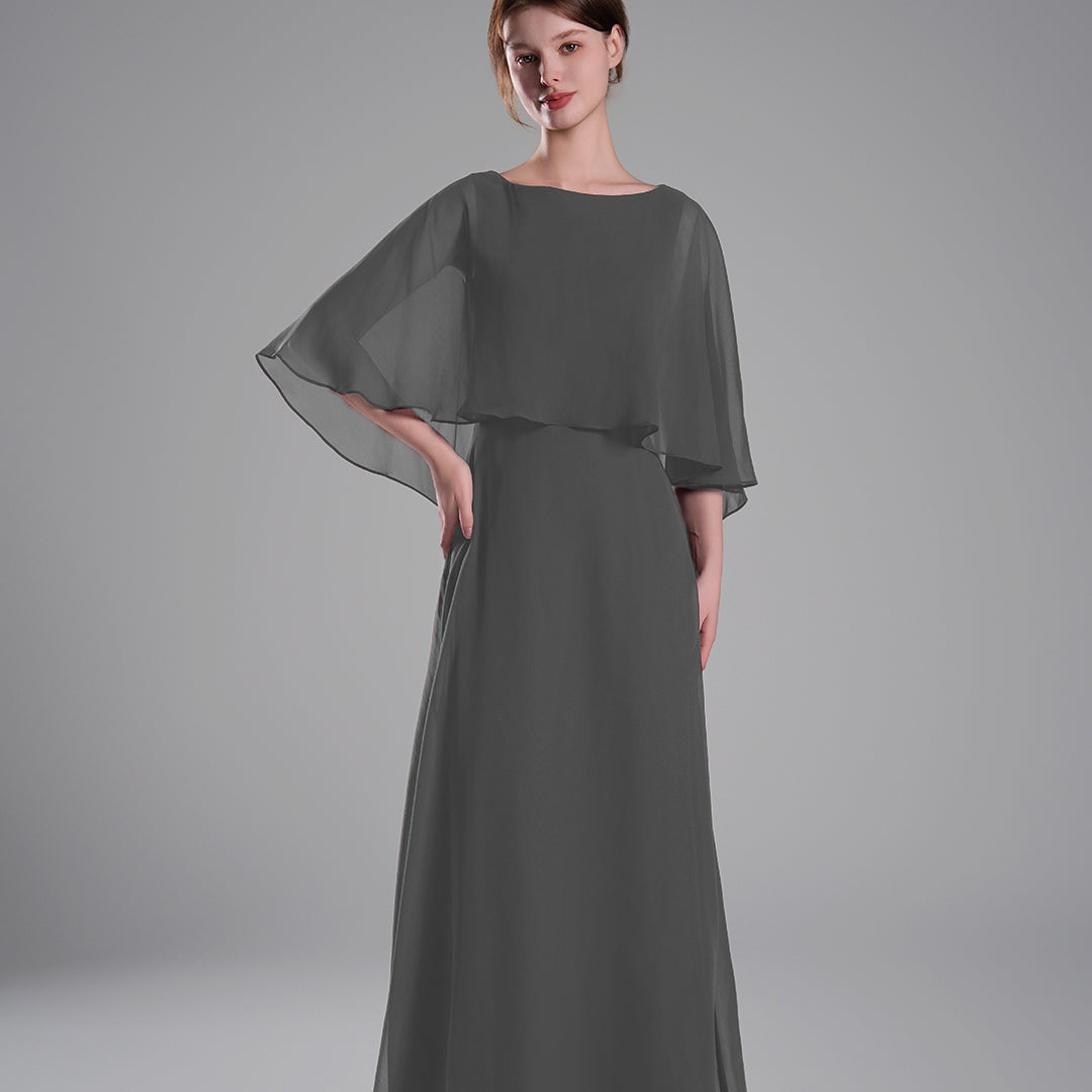 Draped Flutter Sleeves A Line Graceful Dresses