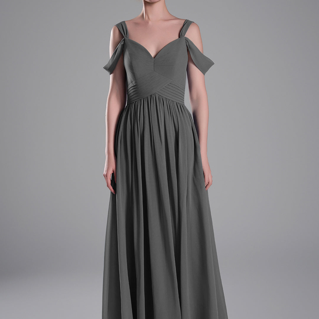 Off-Shoulder V-Neckline A-Line Flared Hem Dresses