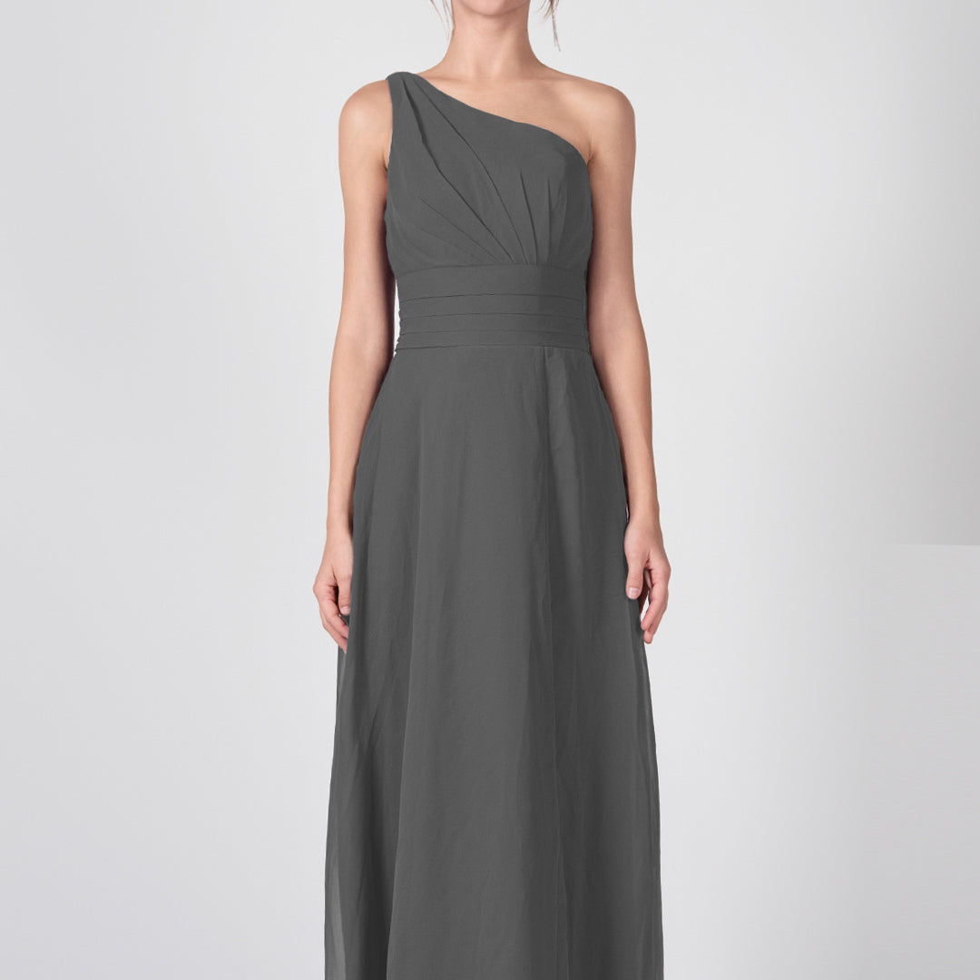 Kleider mit One-Shoulder-Träger, Plissee und geteilter Taille