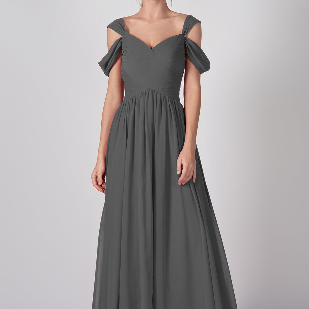 Drop Shoulder Pleated Chiffon Lace-up Dresses