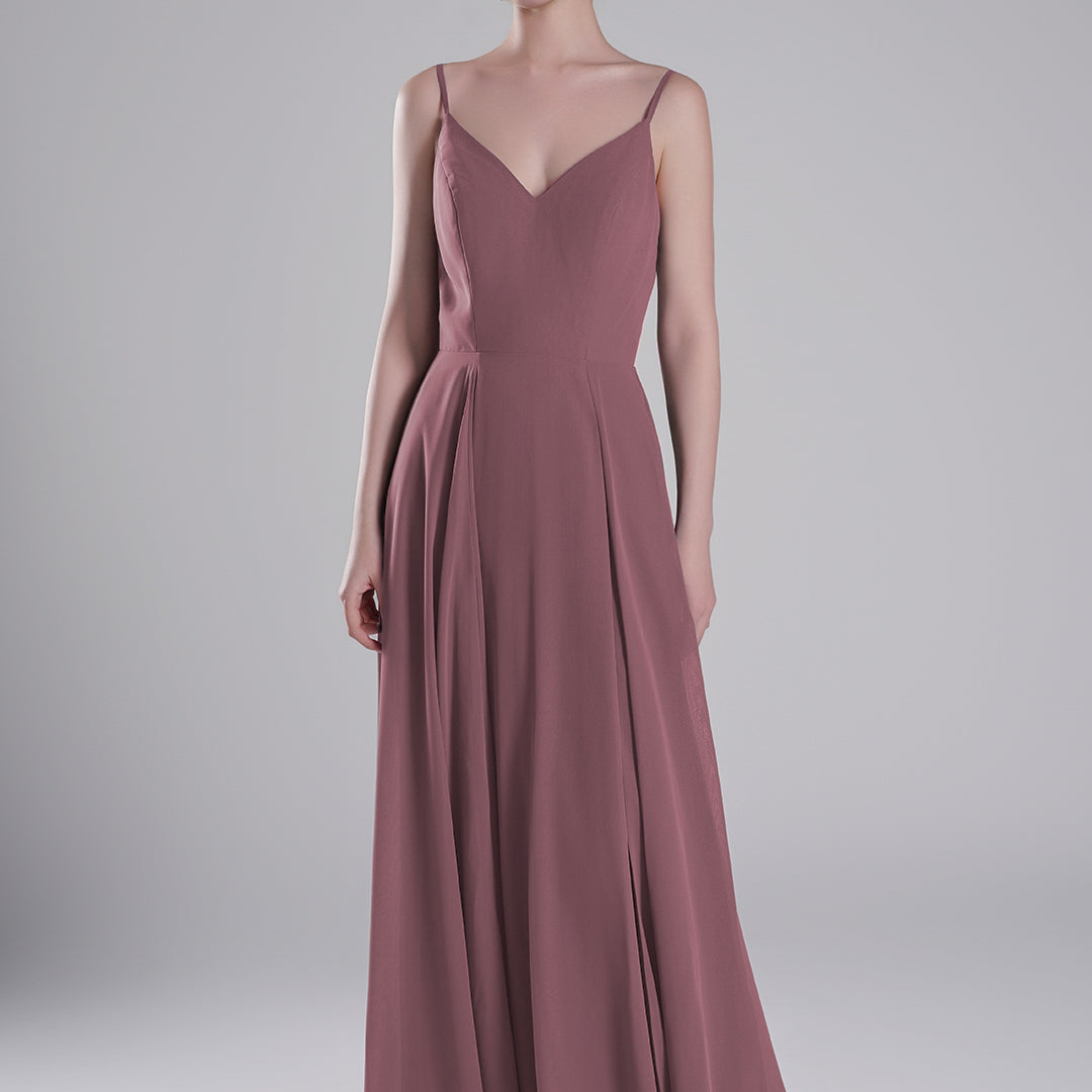 V-Neck Low-Cut Back High Slit Sweeping Train Dresses