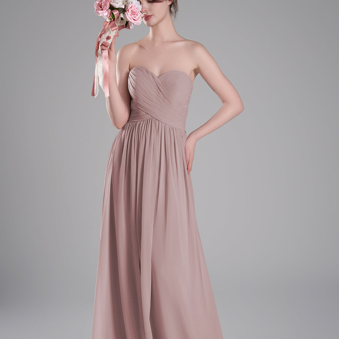 Sweetheart Neck Pleated Flowing A-Line Silhouette Dresses