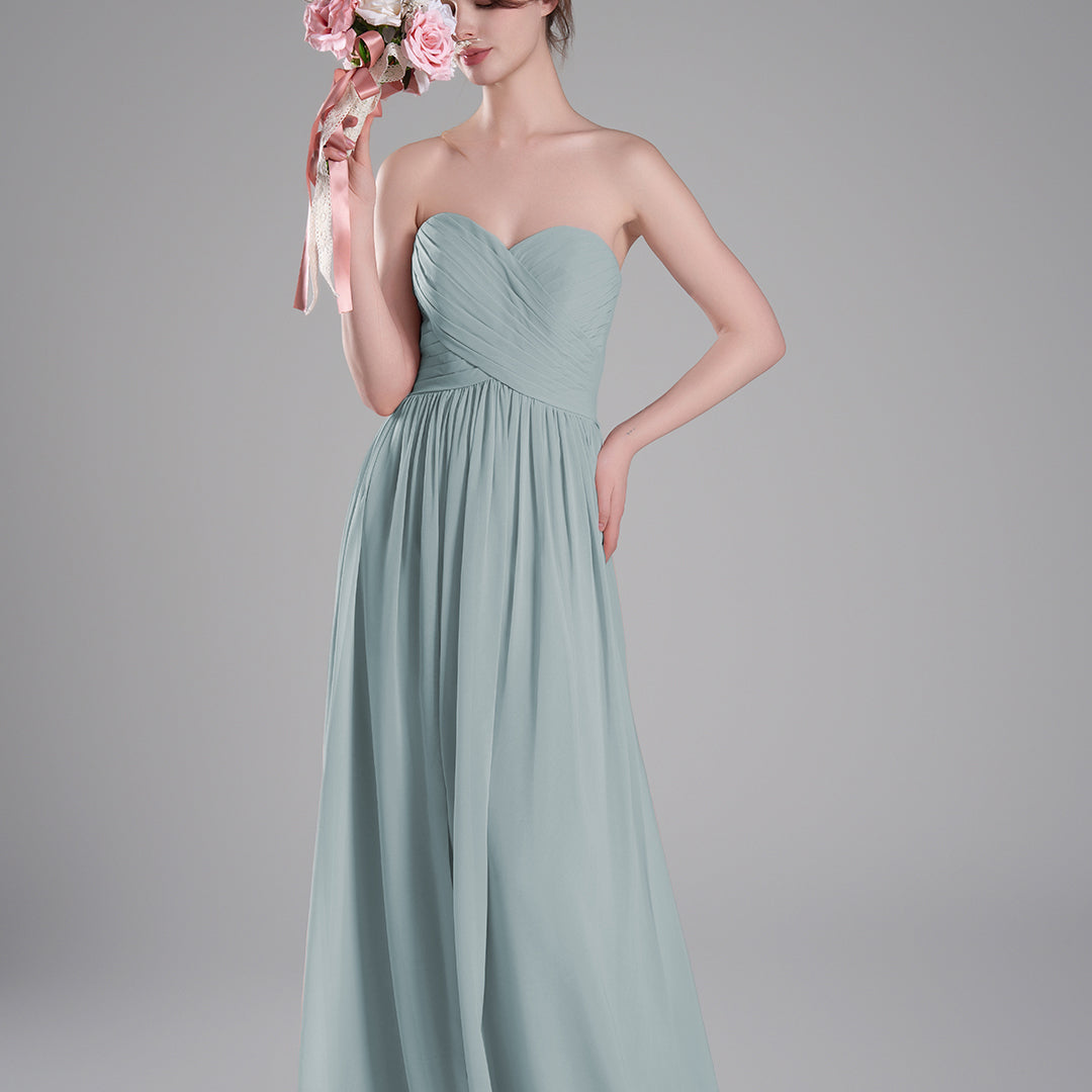 Sweetheart Neck Pleated Flowing A-Line Silhouette Dresses