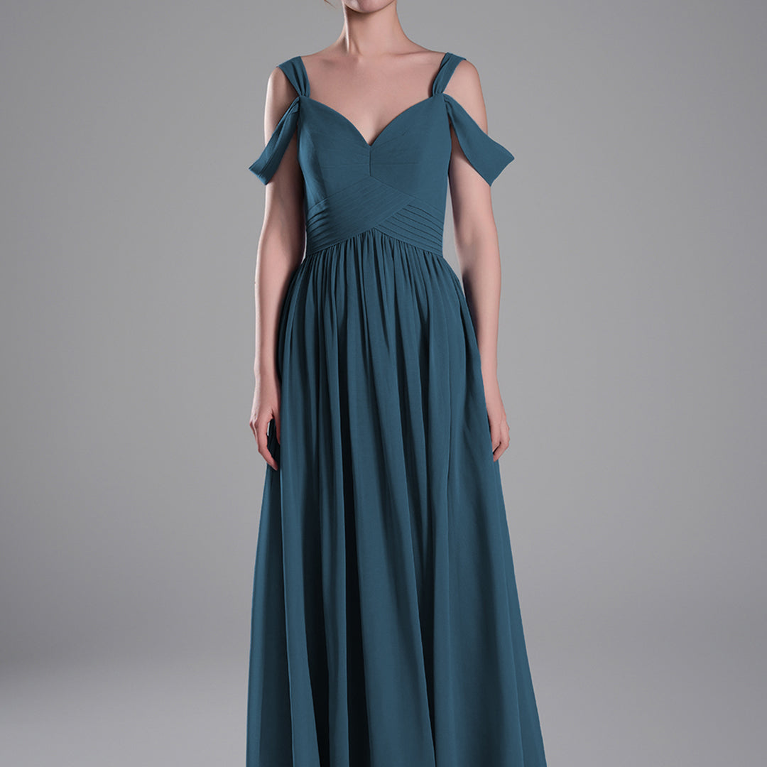 Off-Shoulder V-Neckline A-Line Flared Hem Dresses