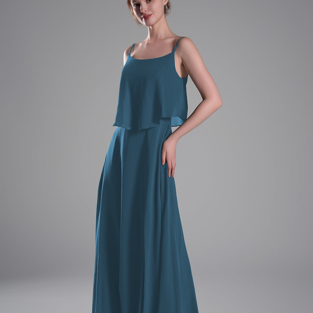 Spaghetti Straps FlowIing Hem Side Slits Dresses