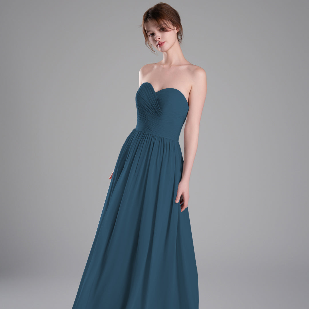 Sweetheart Neckline Pleated Bodice A-Line Dresses