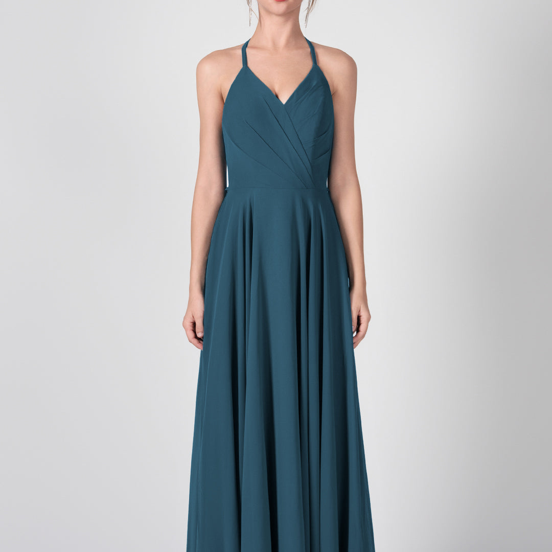 Robes trapèze à bretelles et dos ouvert à volants