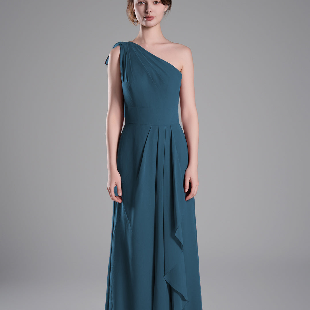 One-Shoulder Layered Drapes Flowing Mini Dresses