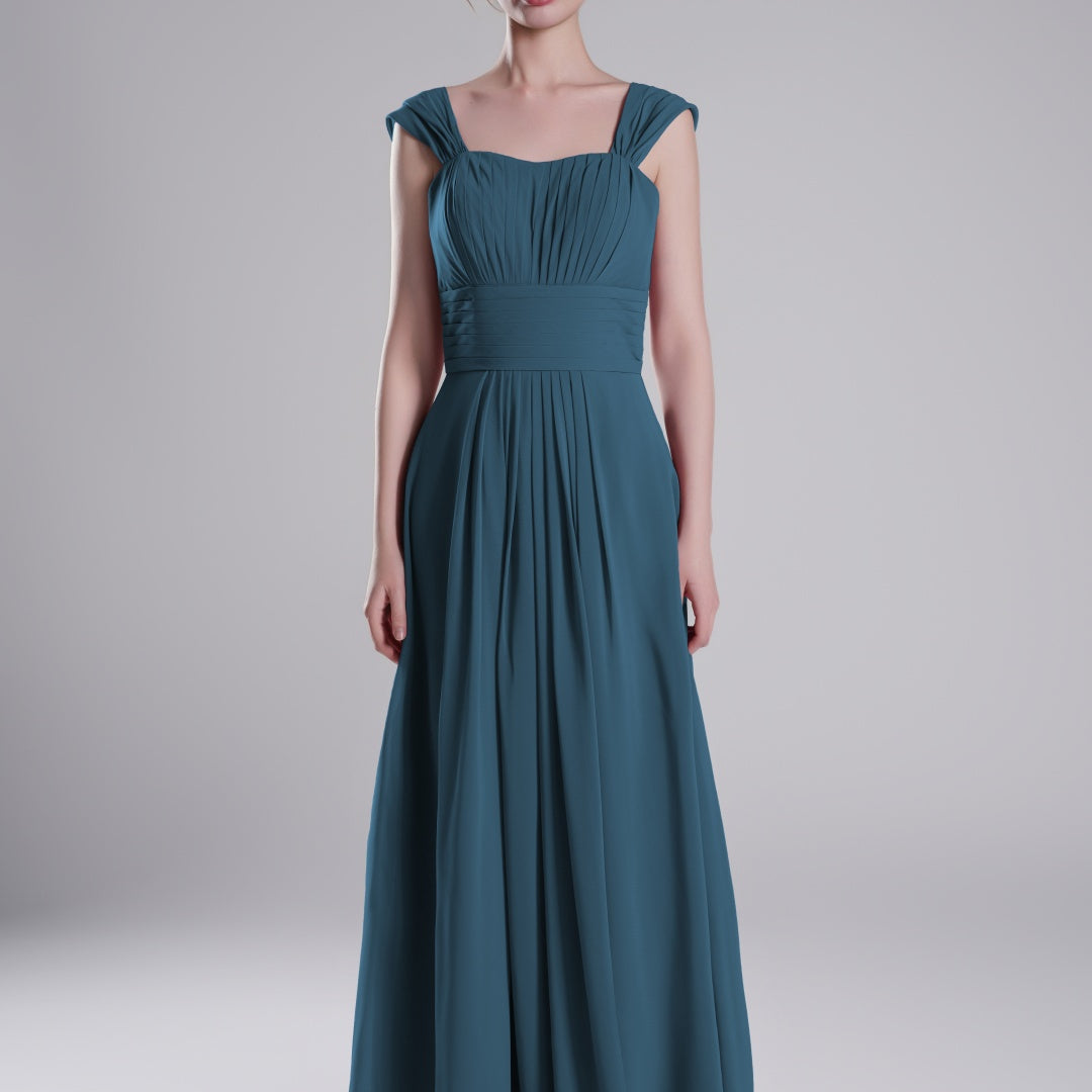 Sculpted Shoulders Pleated High Waist Dresses