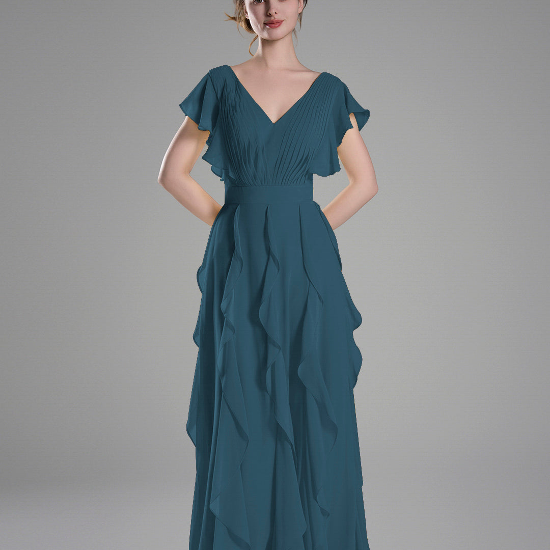 Flutter Sleeves Ruffle Detailing A-line Dresses