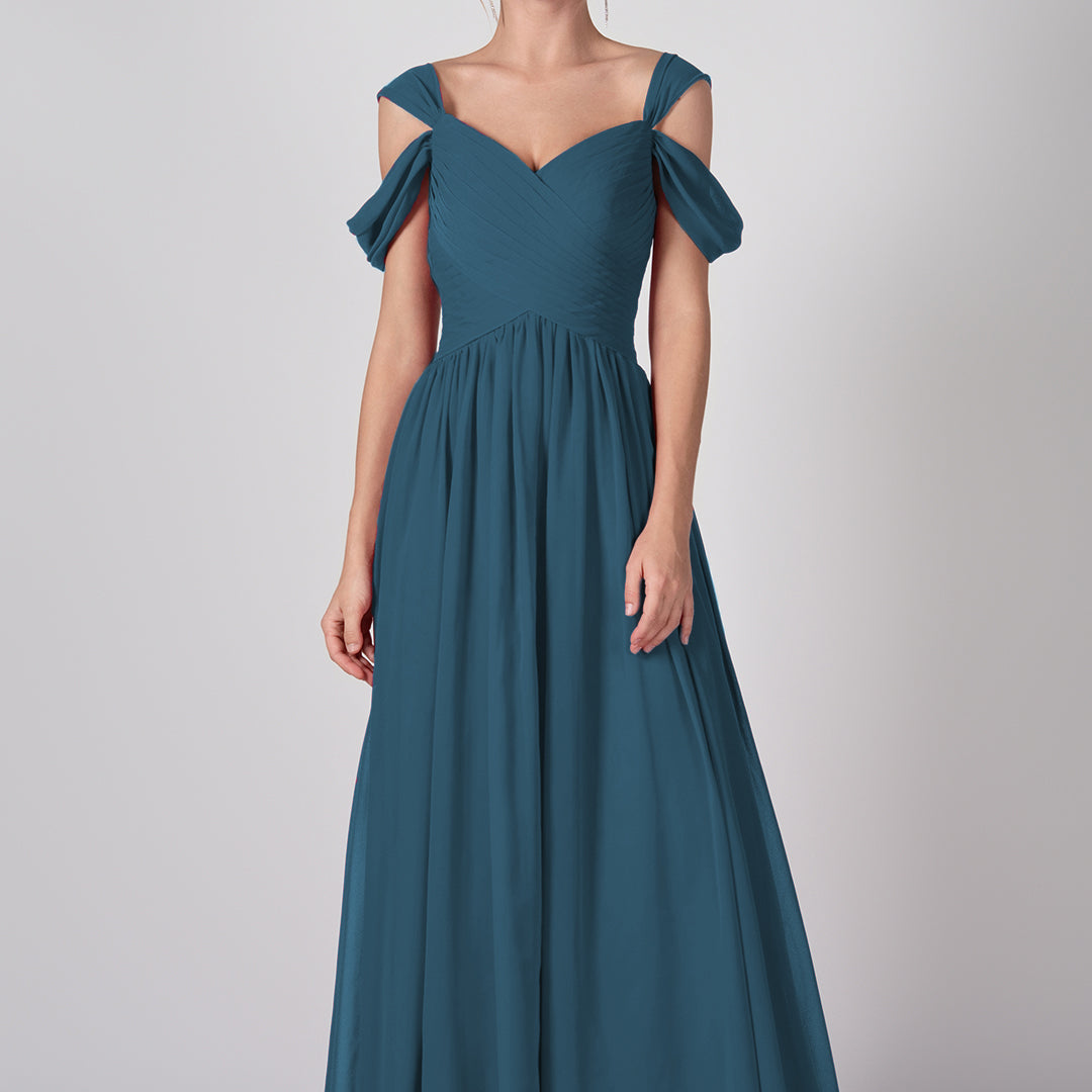 Drop Shoulder Pleated Chiffon Lace-up Dresses