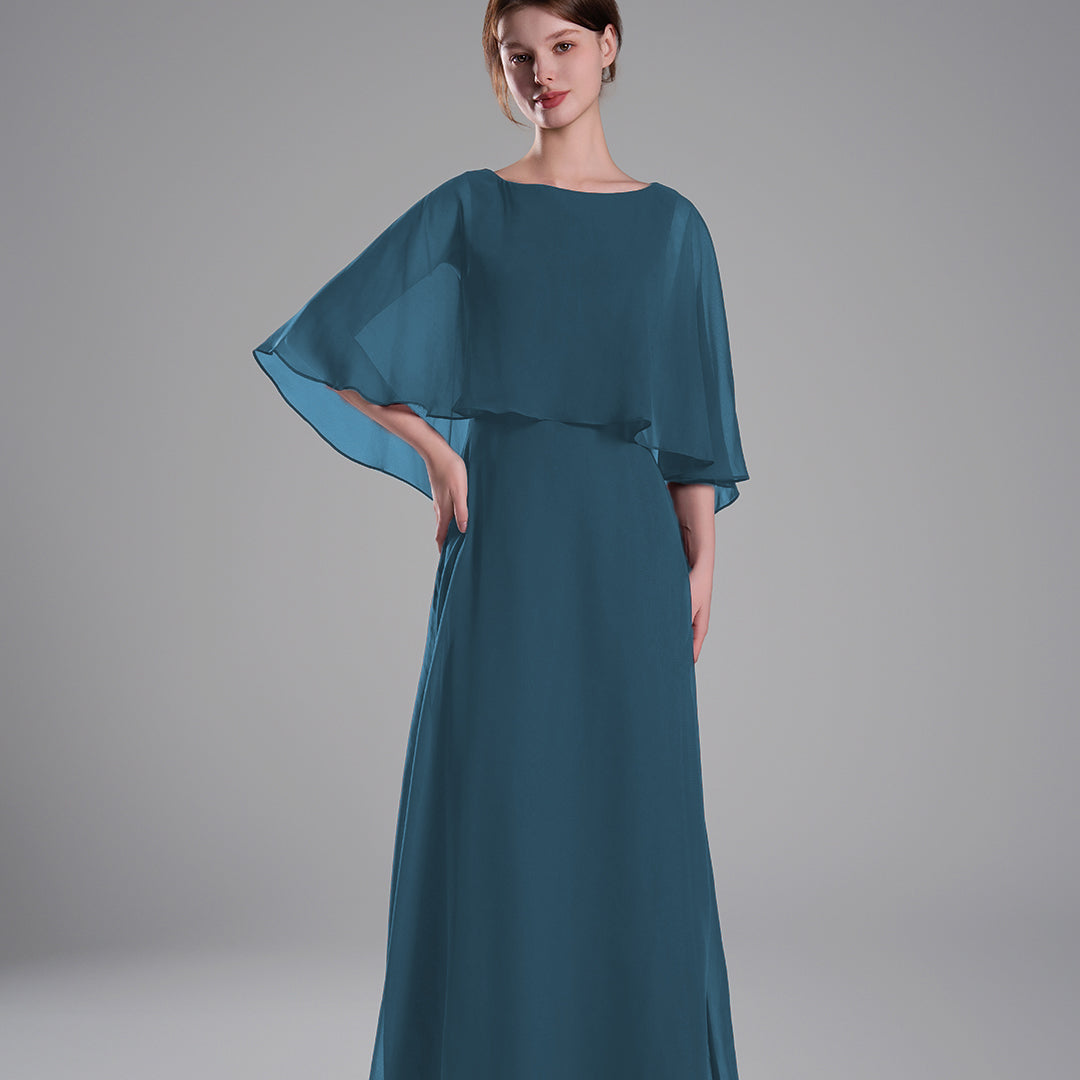 Draped Flutter Sleeves A Line Graceful Dresses