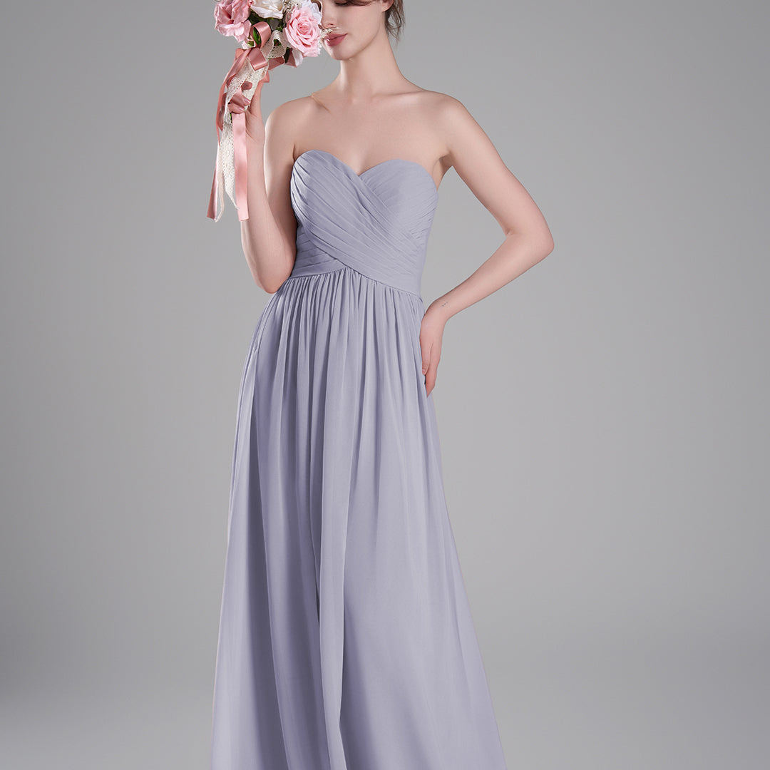Sweetheart Neck Pleated Flowing A-Line Silhouette Dresses