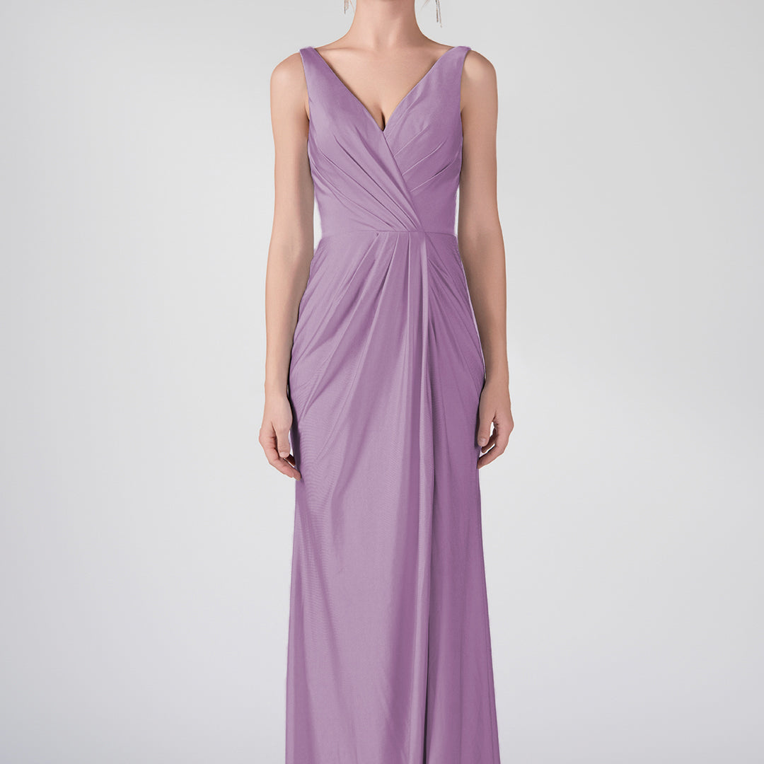 Tank Straps V-Neck Pleated Side Slit A-line Dresses