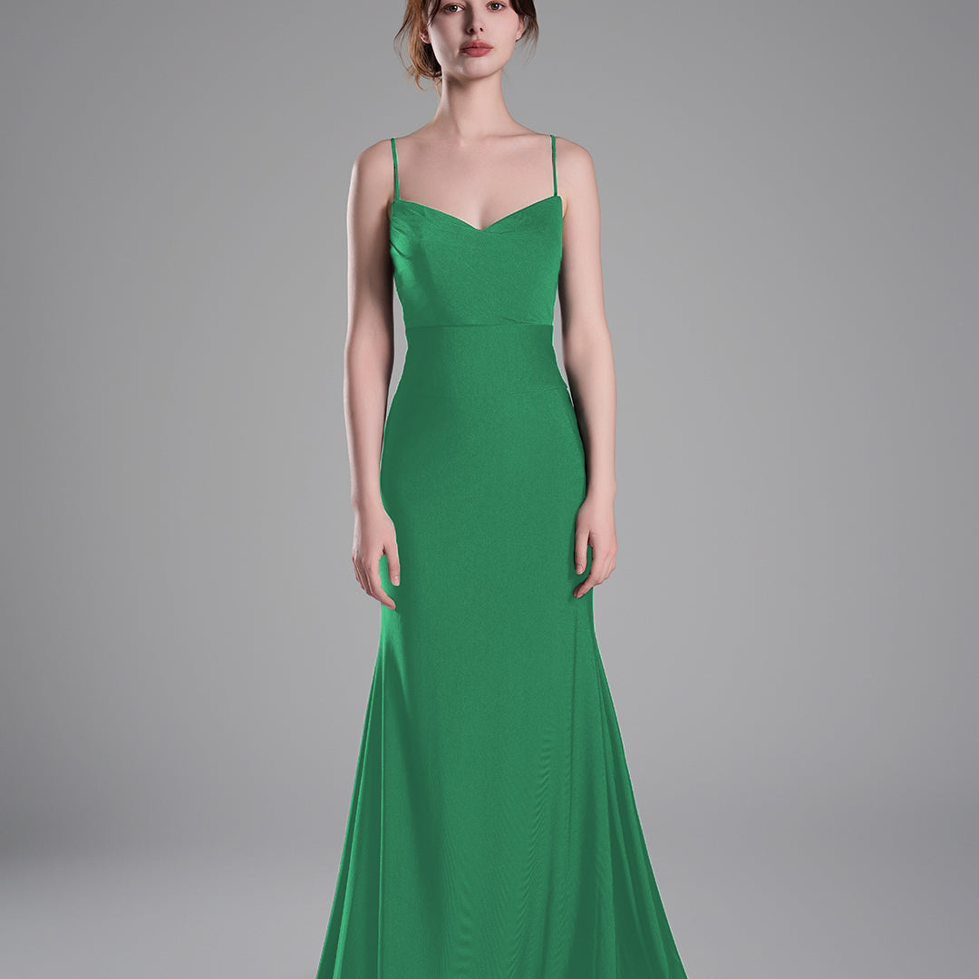 Spaghetti Straps Ruched Bodice Lace-Up Dresses