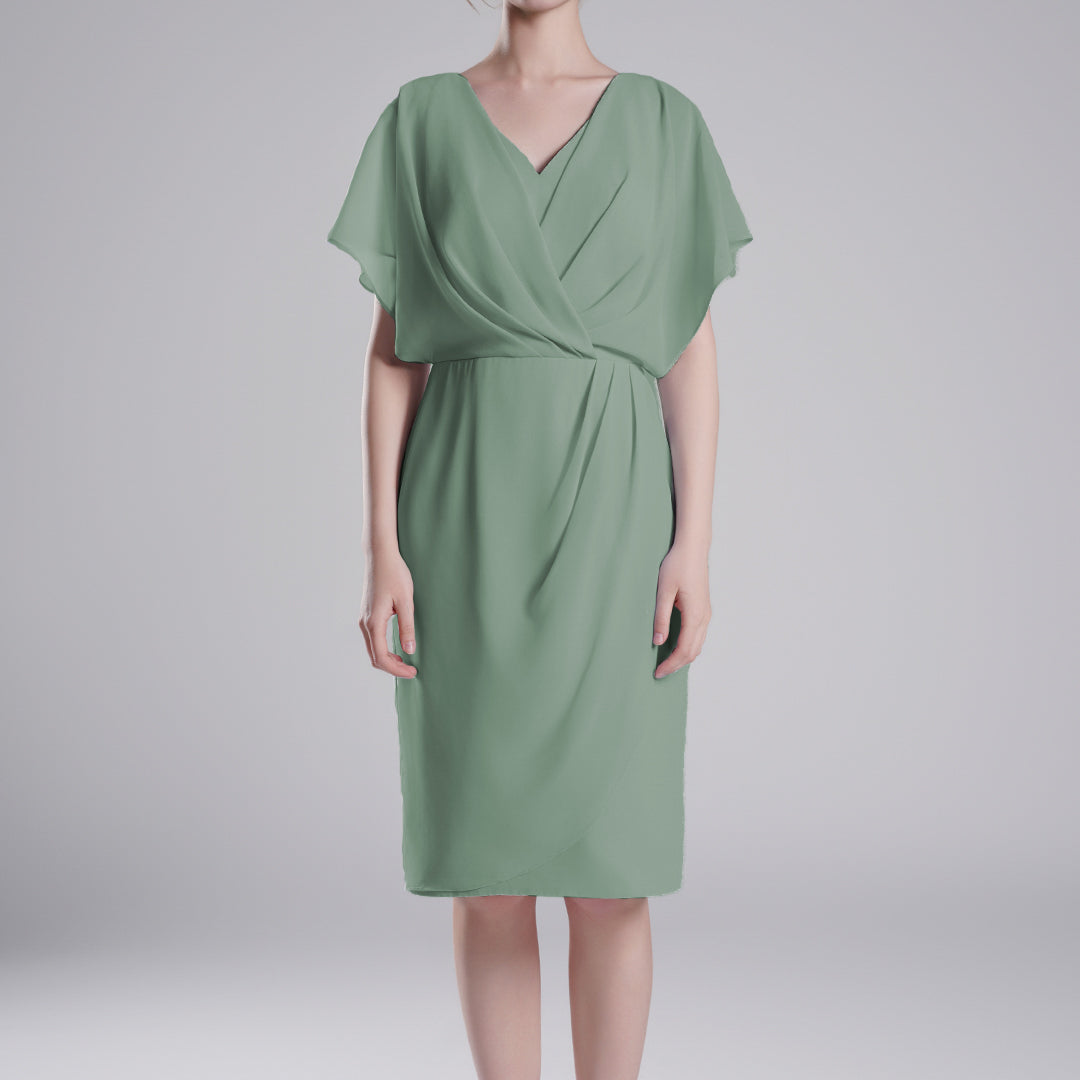 V-Neck Flowy Butterfly Sleeves Asymmetrical Wrap Dresses