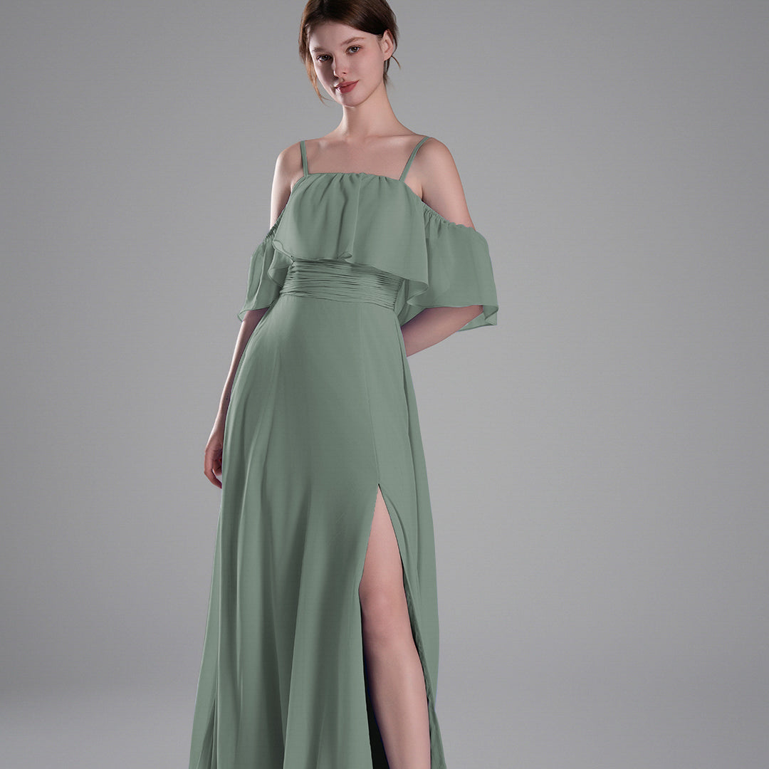 Adjustable Straps Off-Shoulder Ruffle Dresses