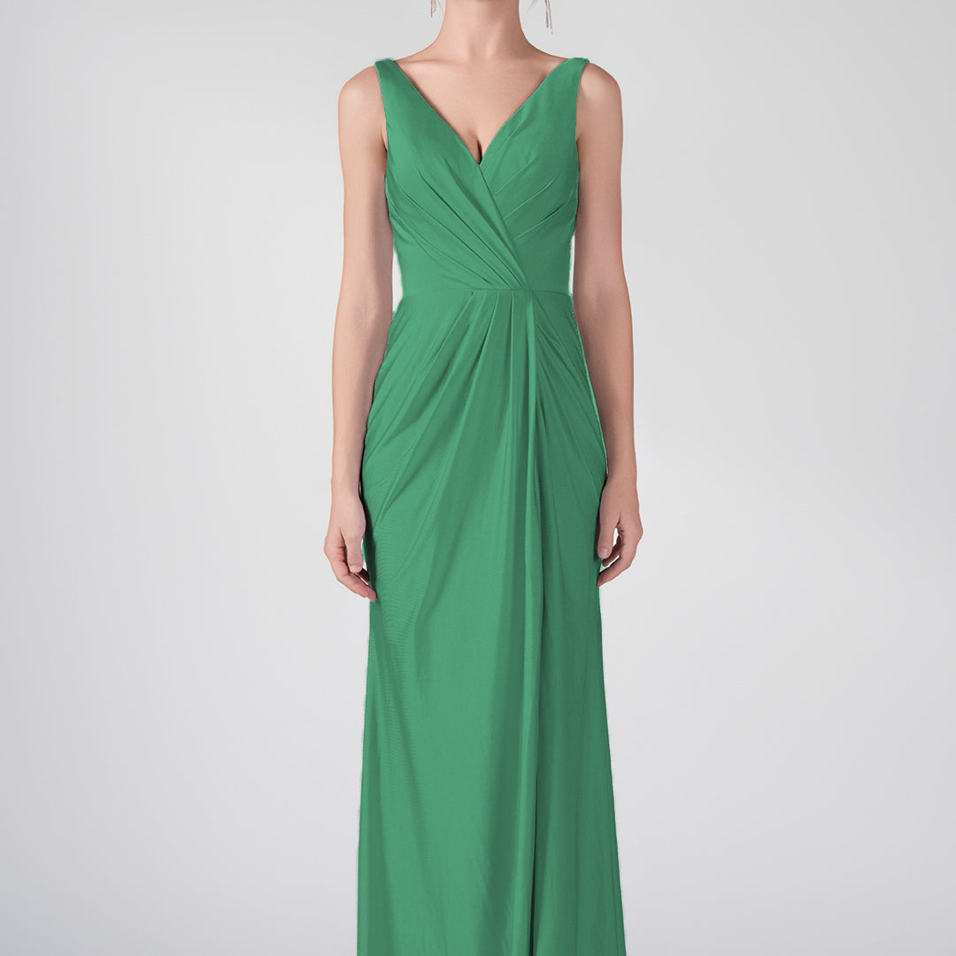 Tank Straps V-Neck Pleated Side Slit A-line Dresses