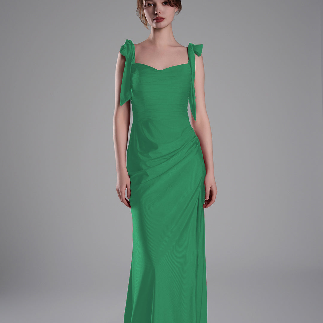 Elegant Double Straps Slit Ribbon Ties Dresses