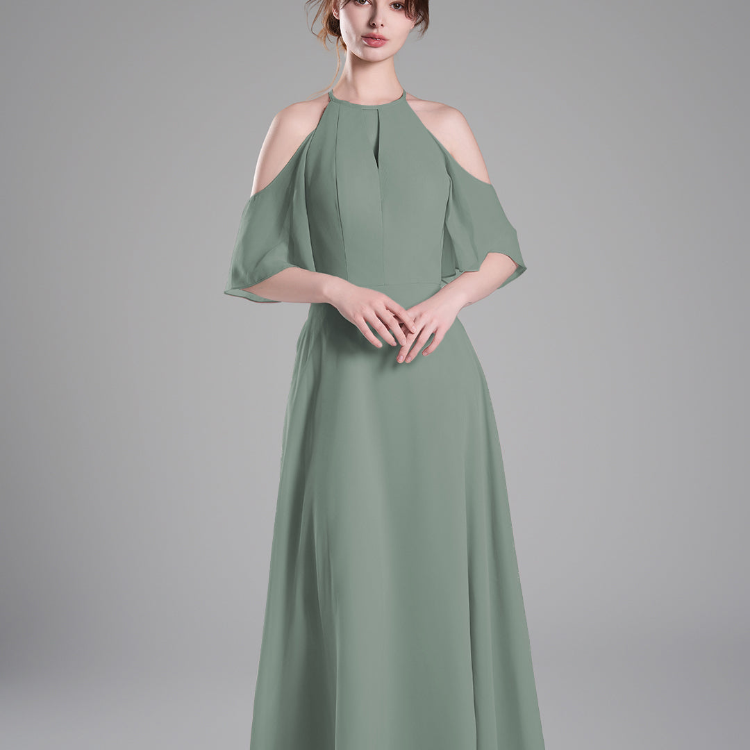 Halter Neck Flowing Sleeves High Waist Dresses