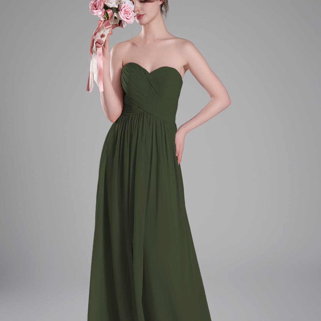 Sweetheart Neck Pleated Flowing A-Line Silhouette Dresses