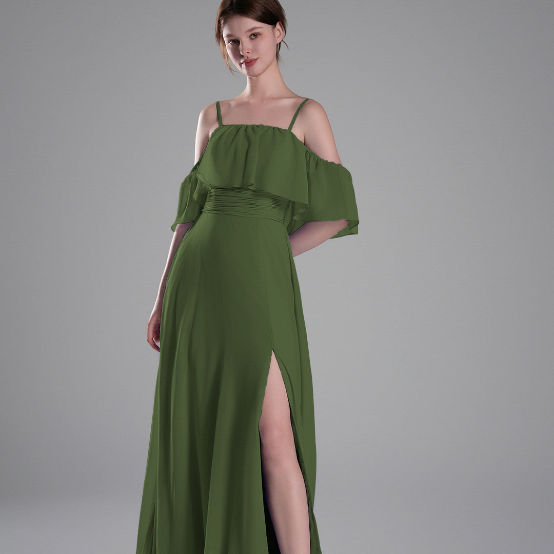 Adjustable Straps Off-Shoulder Ruffle Dresses