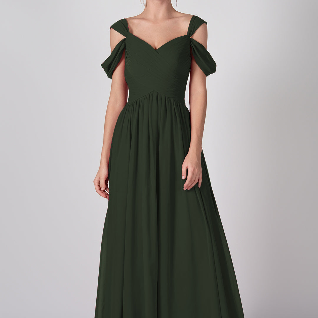 Drop Shoulder Pleated Chiffon Lace-up Dresses